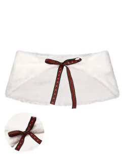 Outlet Retro Stage 1950s Christmas Ribbon Tie Fur Shawl White