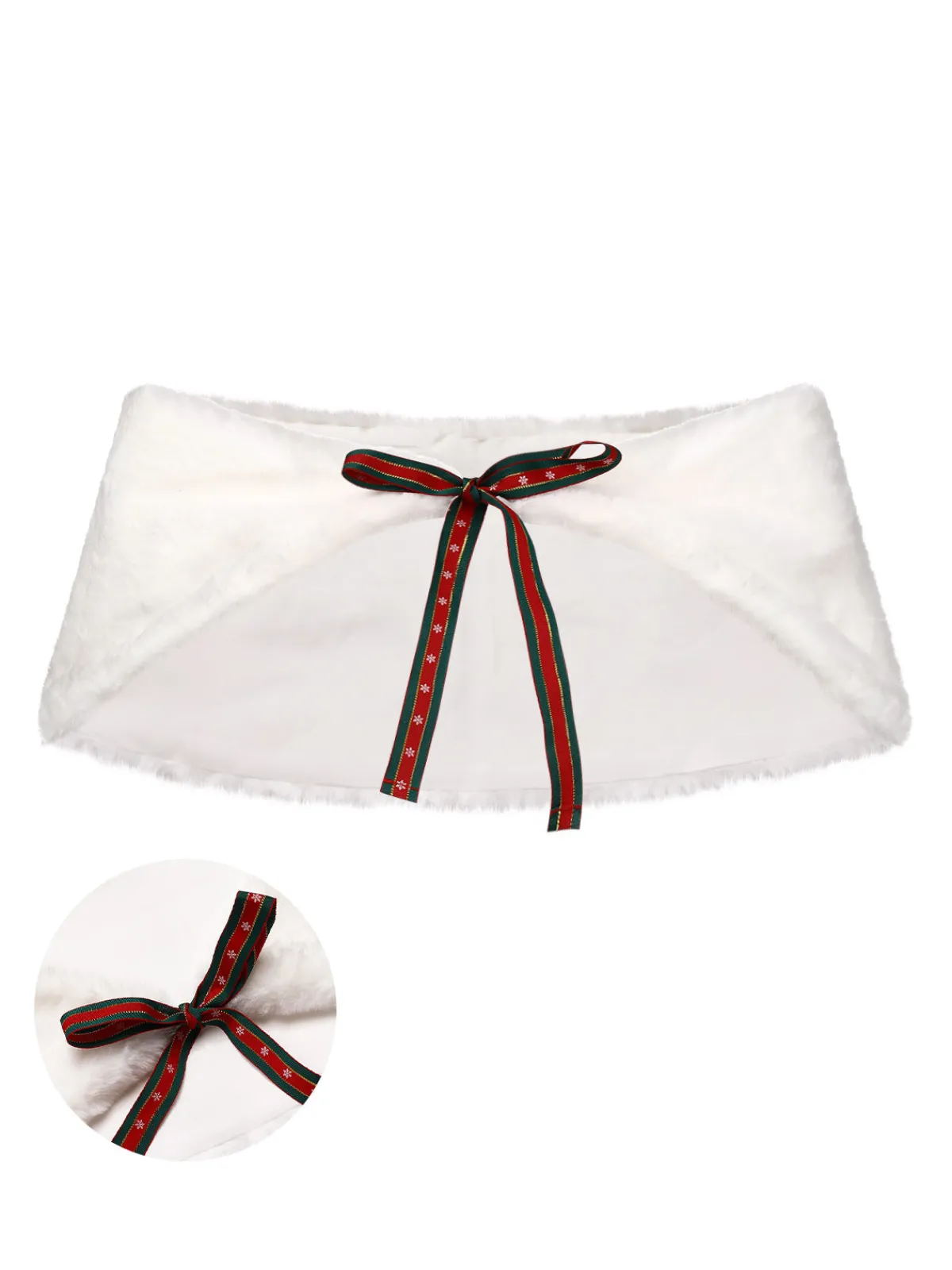 Outlet Retro Stage 1950s Christmas Ribbon Tie Fur Shawl White