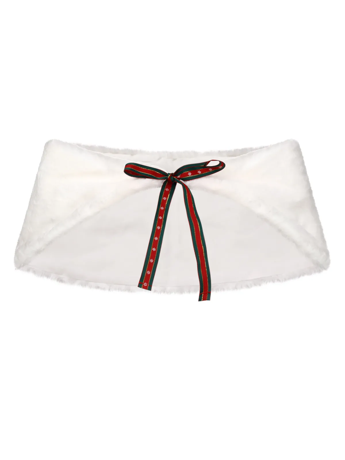 Outlet Retro Stage 1950s Christmas Ribbon Tie Fur Shawl White