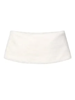 Outlet Retro Stage 1950s Christmas Ribbon Tie Fur Shawl White