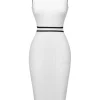 Discount Retro Stage White 1960s Contrast Binding Knit Dress