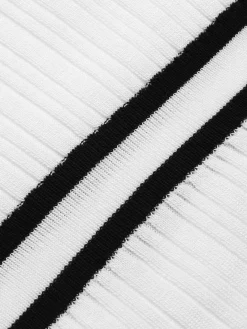 Discount Retro Stage White 1960s Contrast Binding Knit Dress