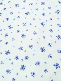 Discount Retro Stage 1940s Cotton Slanted Tie Floral Dress White
