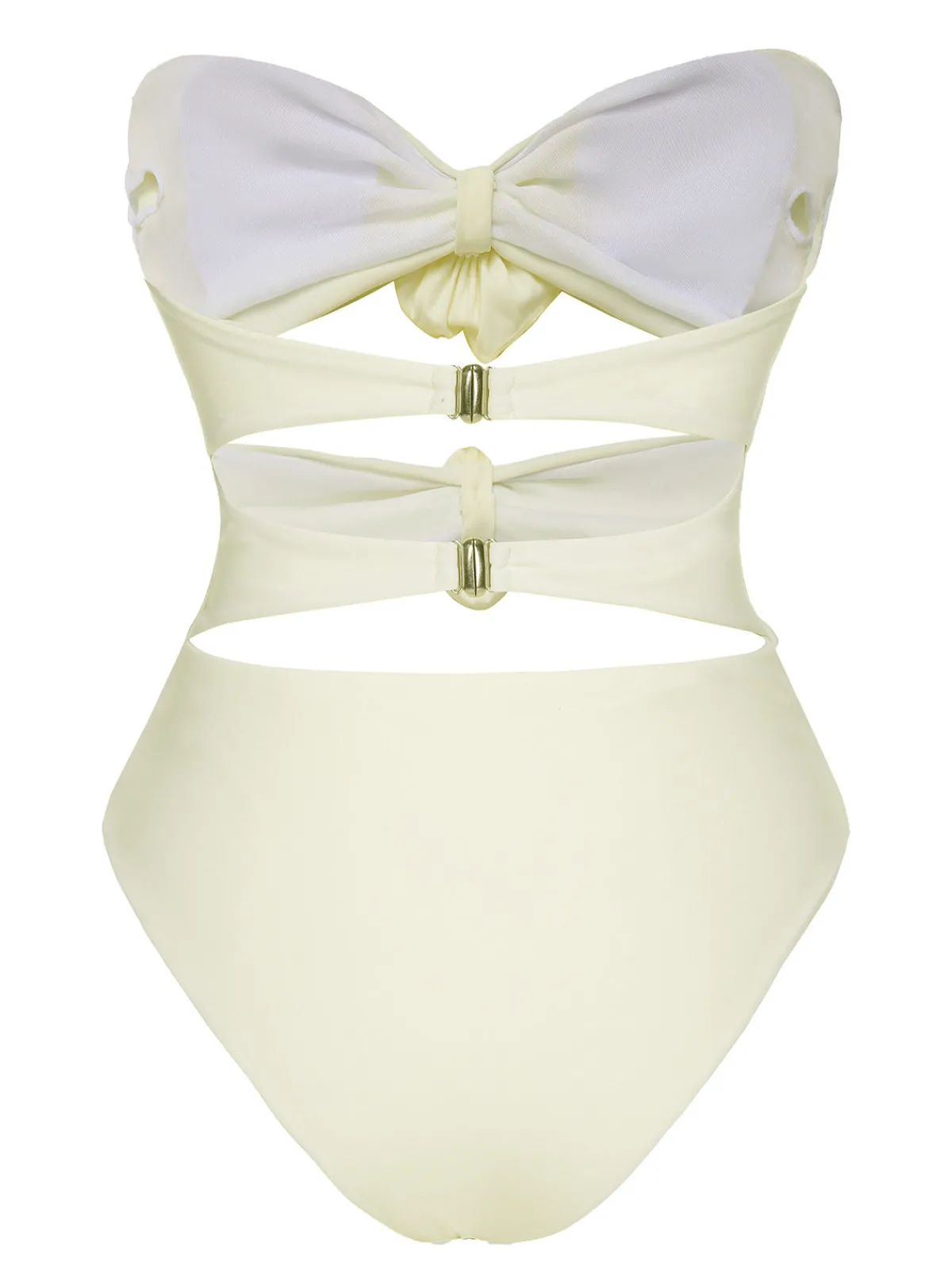 New Retro Stage 1930S 3D Flowers Hollow Bandeau Swimsuit White