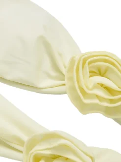 New Retro Stage 1930S 3D Flowers Hollow Bandeau Swimsuit White