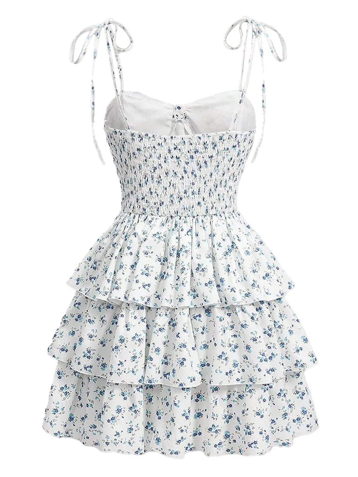 Best Retro Stage 1960s Ditsy Floral Cake Dress White