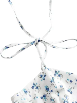 Best Retro Stage 1960s Ditsy Floral Cake Dress White