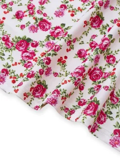 Discount Retro Stage 1940s Ditsy Floral Rose Slit Slip Dress White