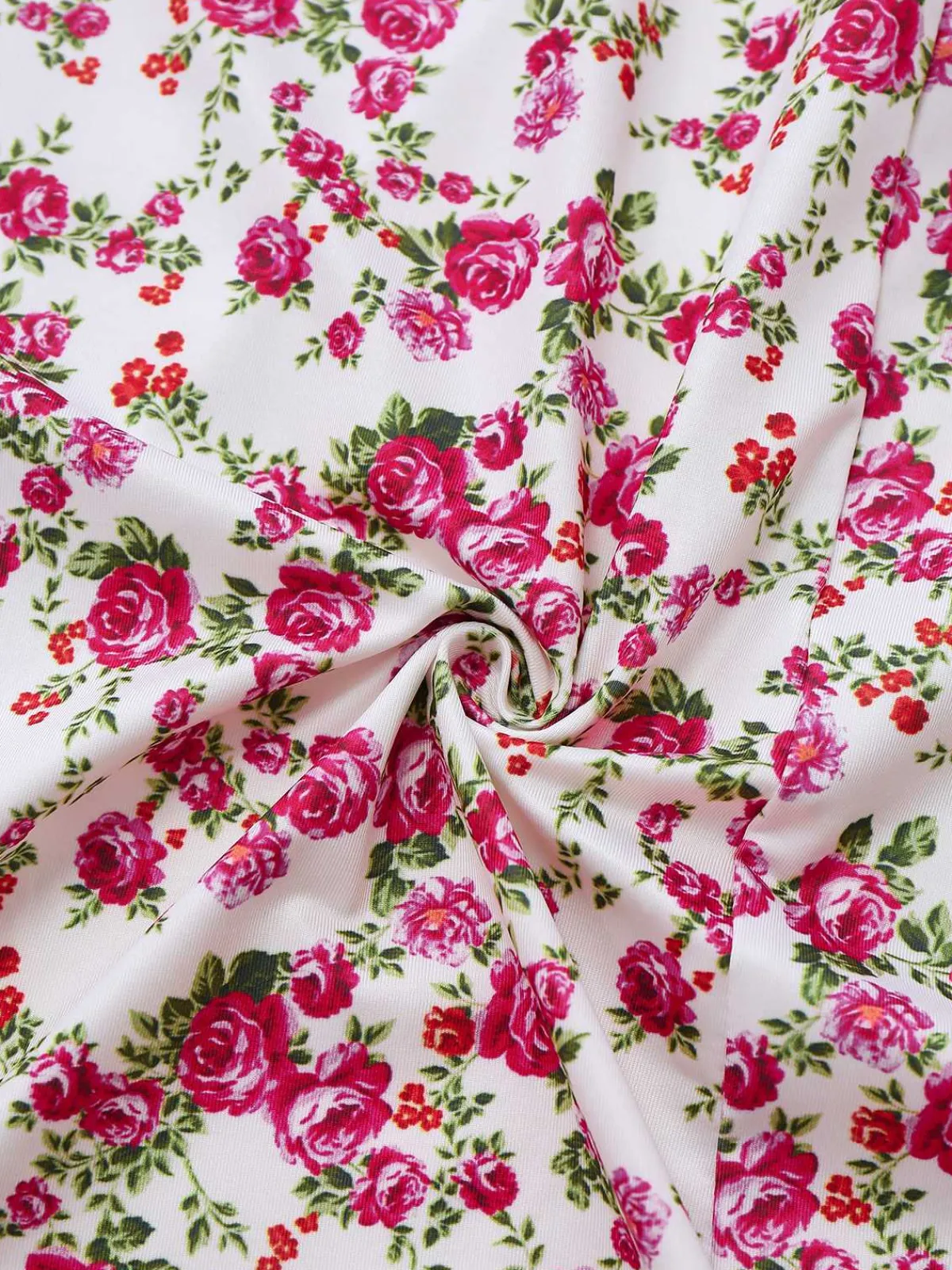 Discount Retro Stage 1940s Ditsy Floral Rose Slit Slip Dress White