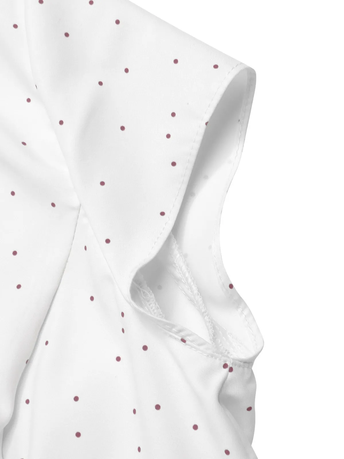 Best Retro Stage 1930s Dots Pleated Hem Smocked Blouse White