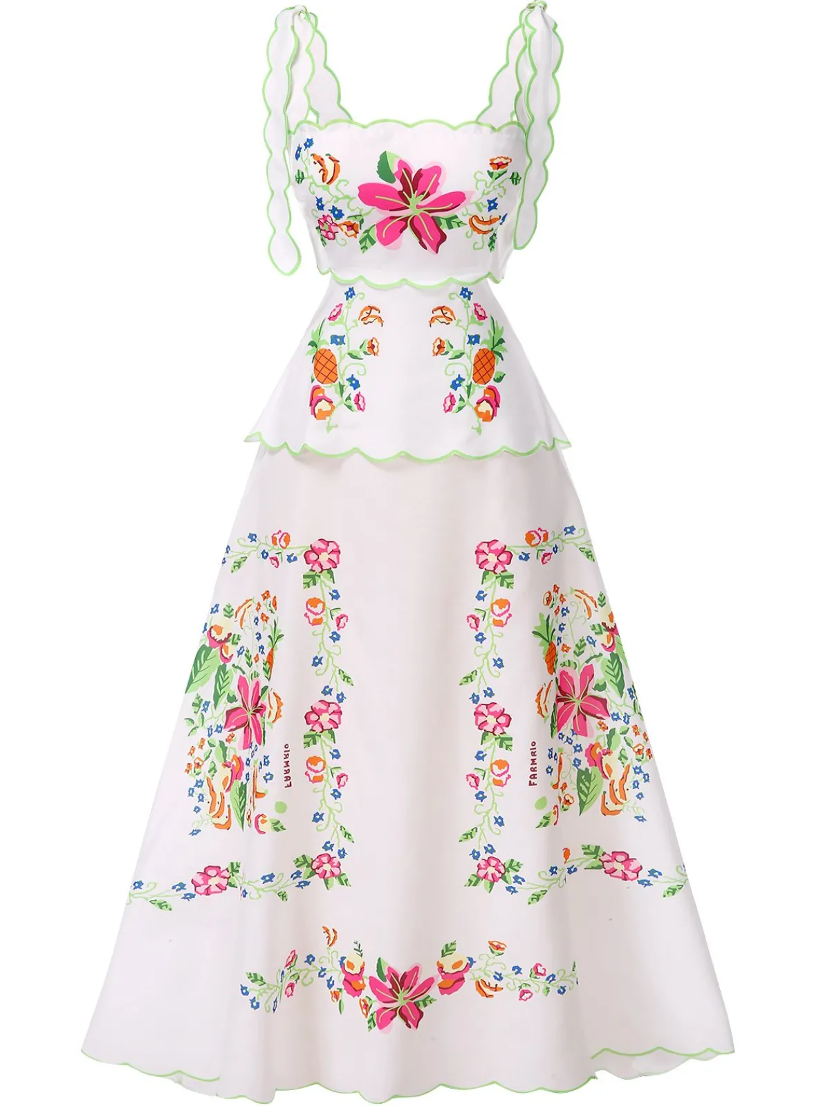 New Retro Stage 1940s Floral Print Tie Back Dress White