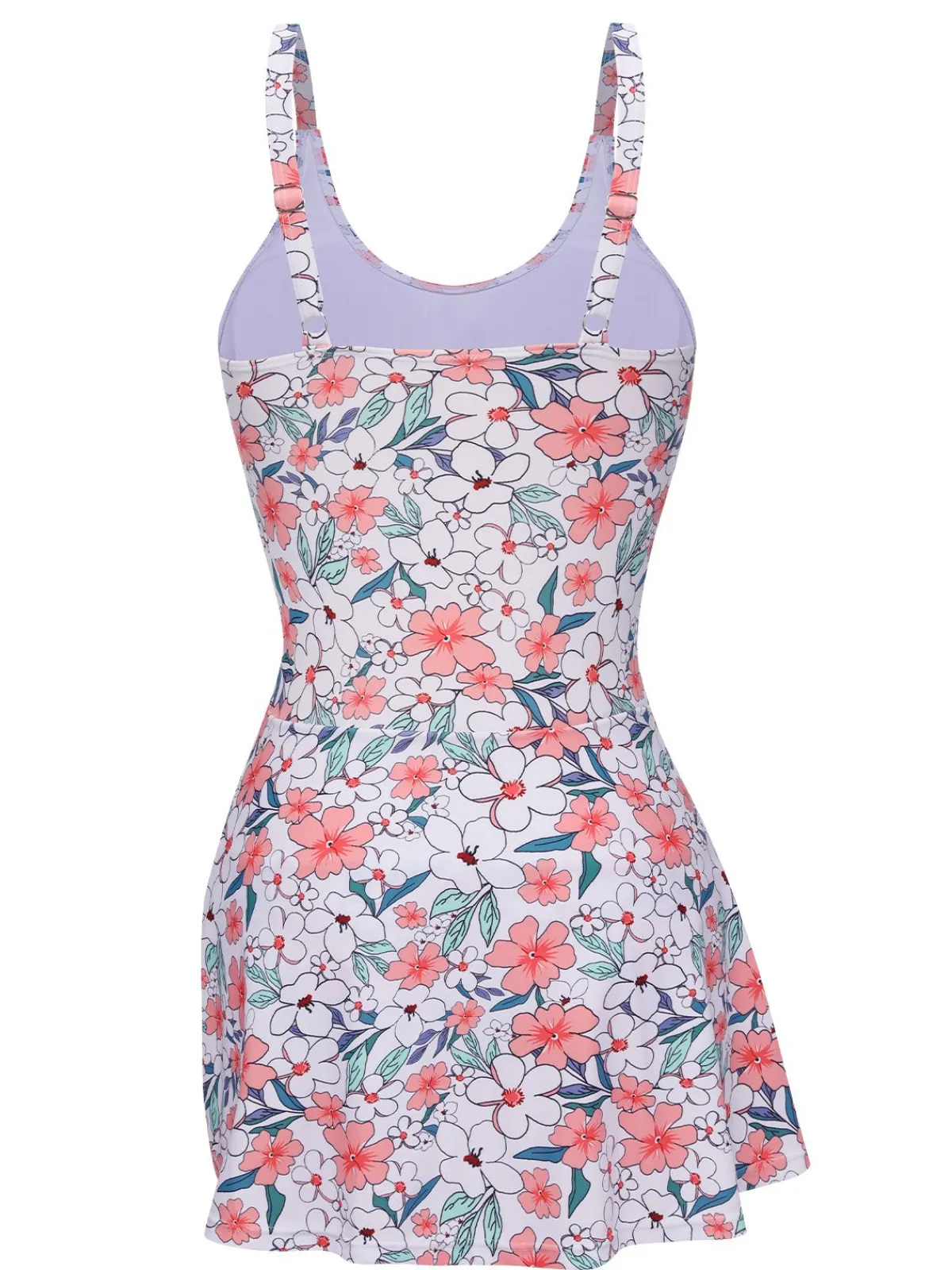 Clearance Retro Stage 1930s Floral Wide Strap Swimsuit White