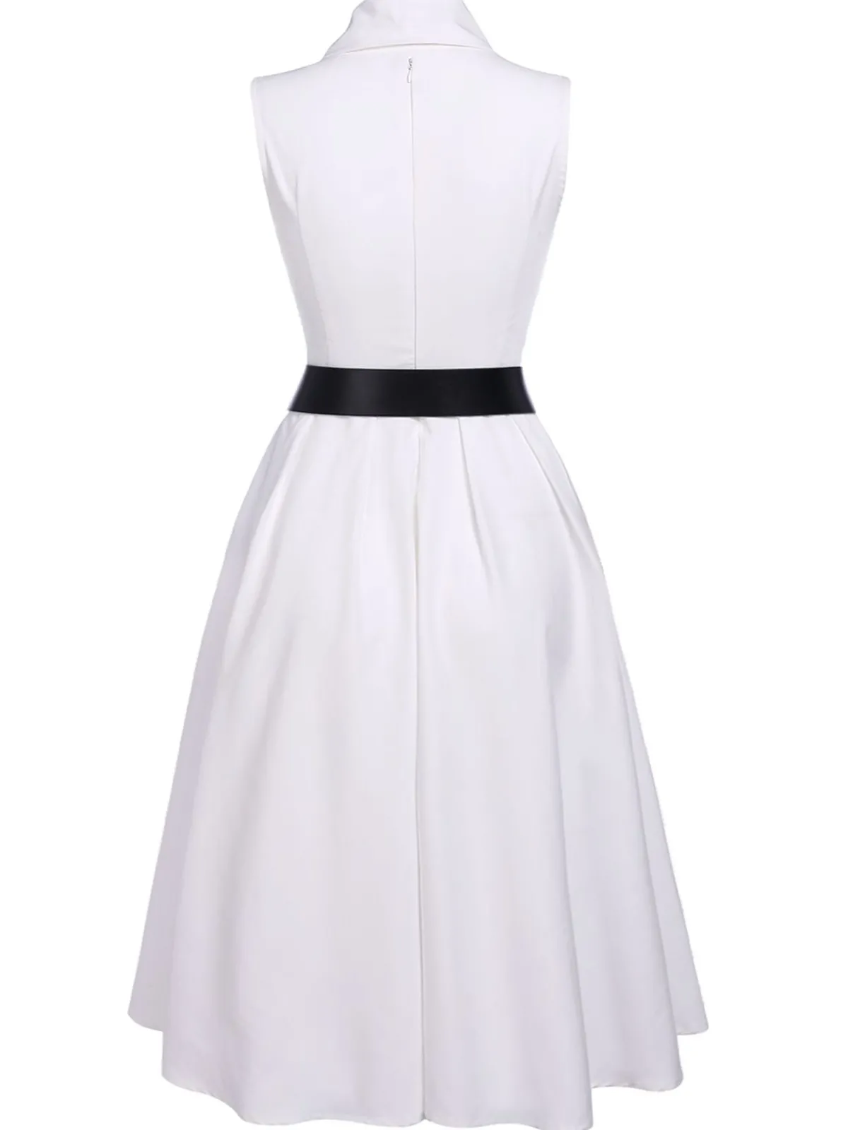 Clearance Retro Stage 1950s Halter Belted Swing Dress White