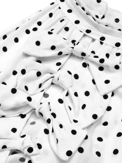 Hot Retro Stage 1950s Halter Polka Dots Bow Dress White