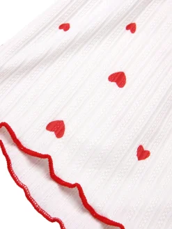 New Retro Stage 1950s Heart Spaghetti Straps Pajamas White