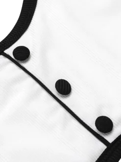 New Retro Stage 1930s Knit Contrast Swimsuit White