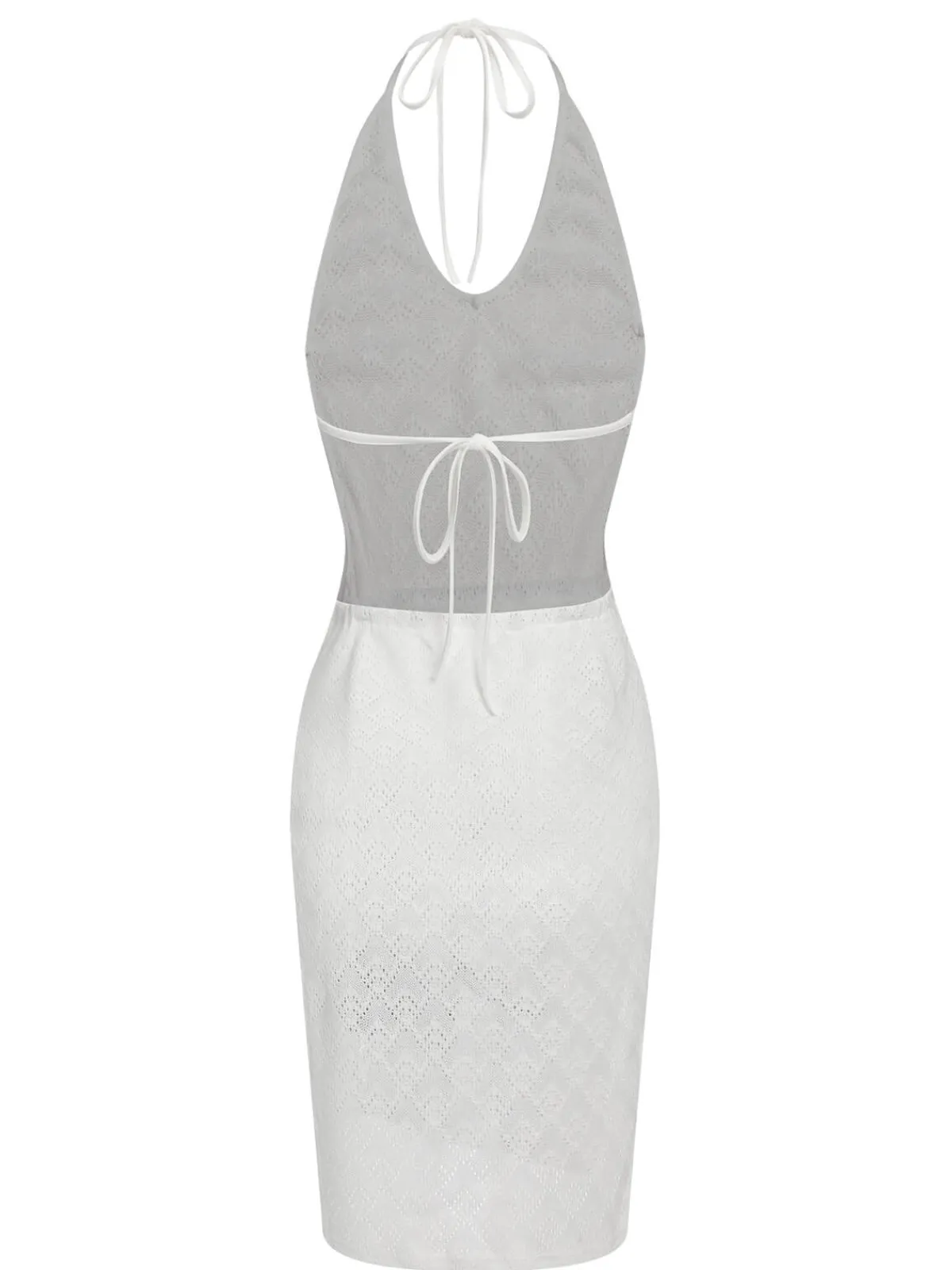 Hot Retro Stage 1960s Knitted Halter Dress Cover-Up White