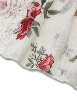Best Retro Stage 1930s Lace Floral Mesh Spaghetti Straps Nightgown White