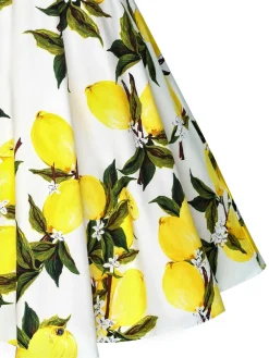 Sale Retro Stage 1950s Lemon Halter Swing Dress White