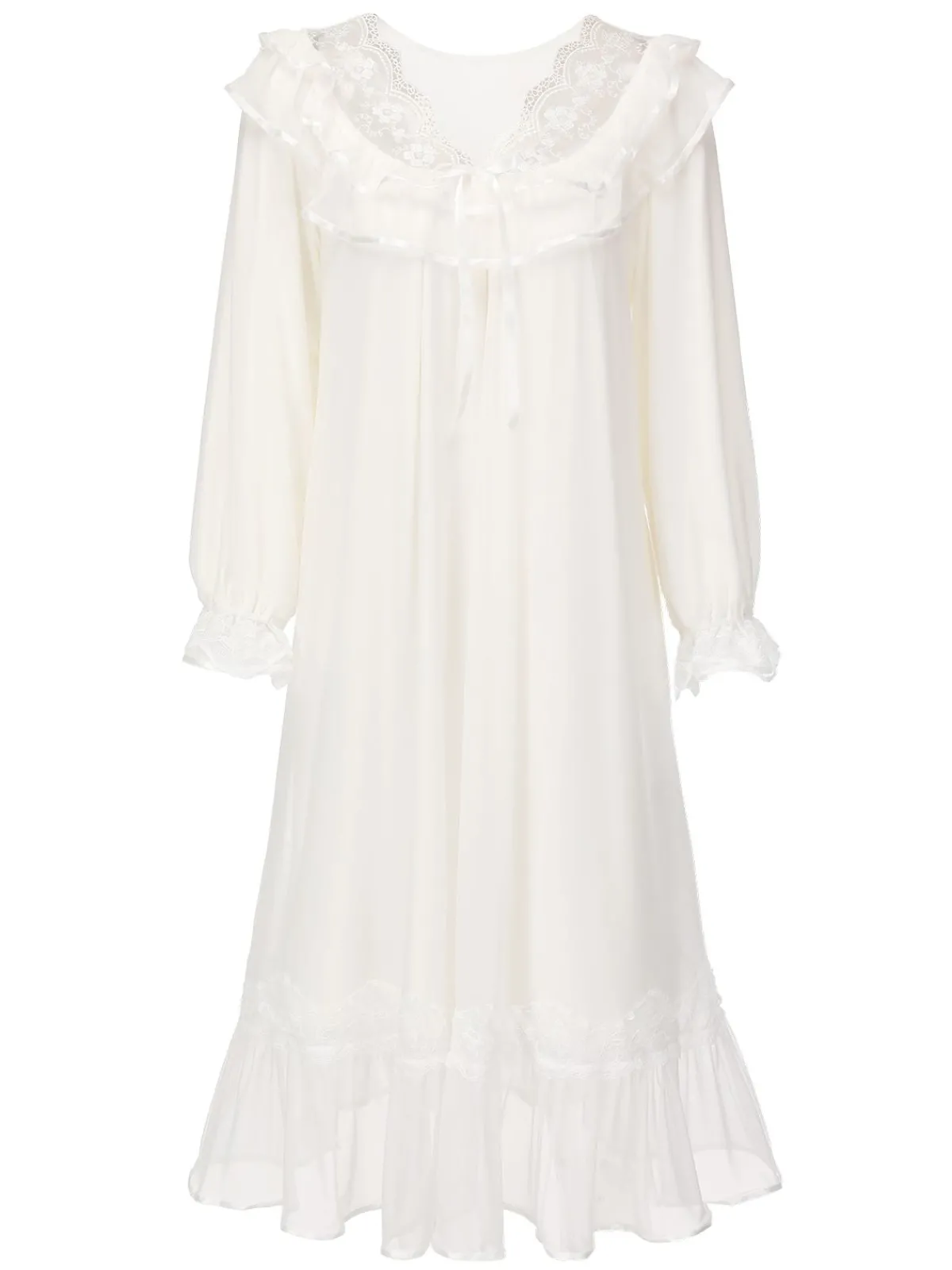 Online Retro Stage 1940s Mesh Patchwork Sleepwear White