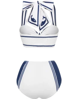 Outlet Retro Stage 1940s Navy Style Whale Swimsuit White