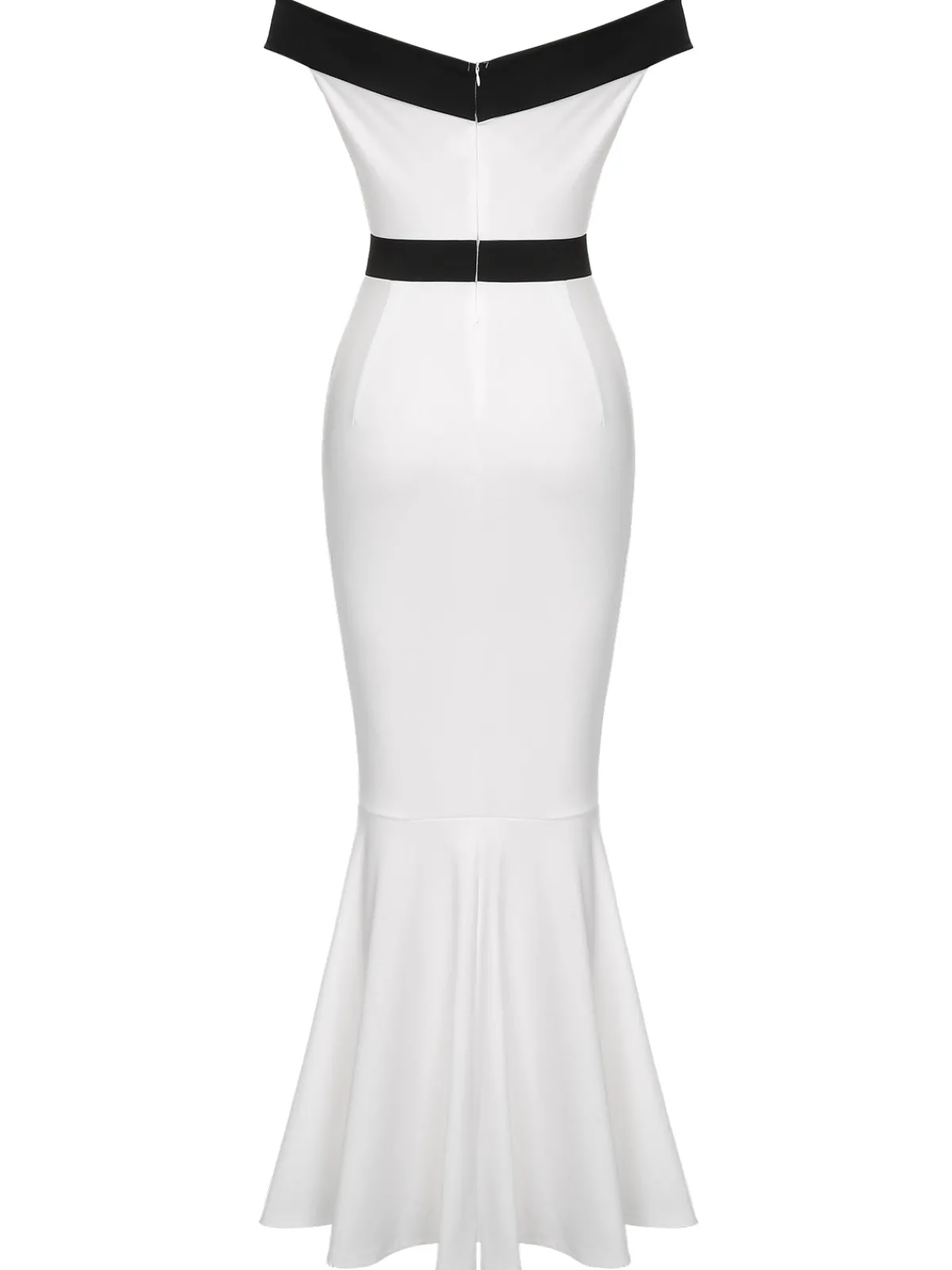 Outlet Retro Stage 1930s Off-Shoulder Fishtail Dress White