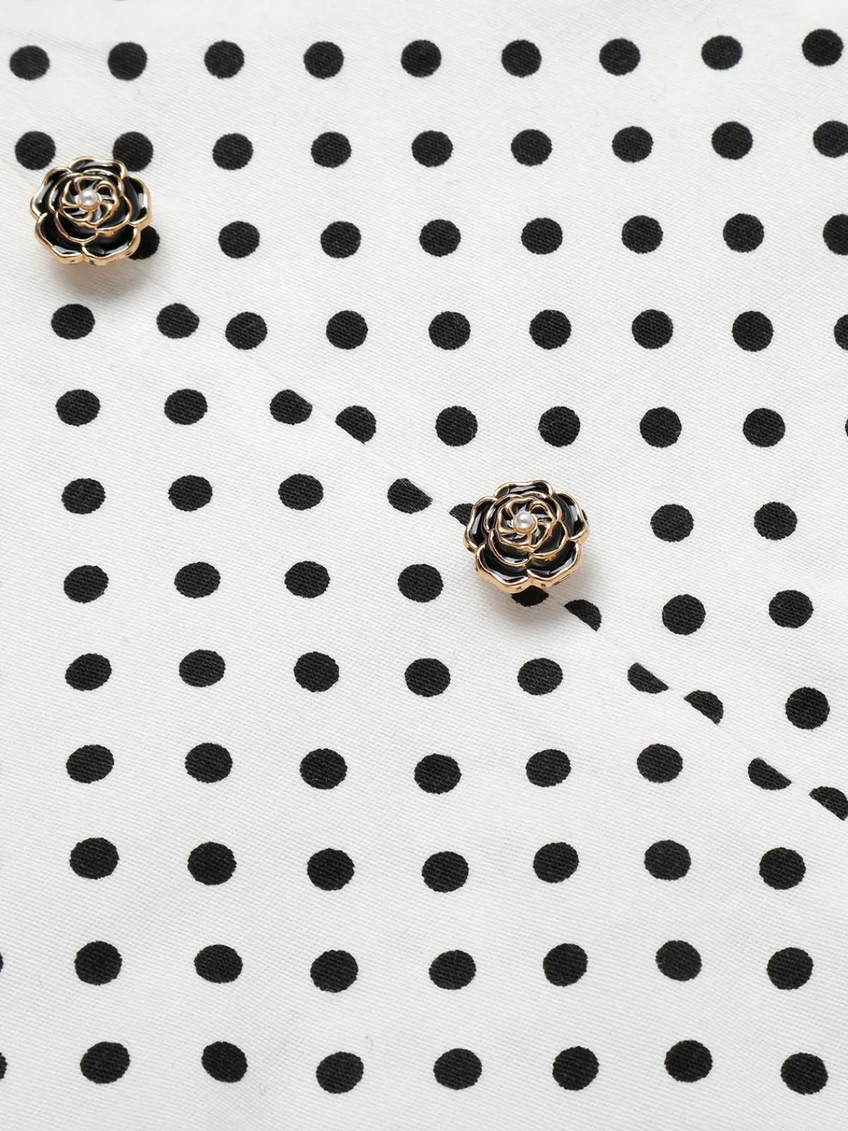 Hot Retro Stage 1960s Polka Dot Button Pencil Dress White