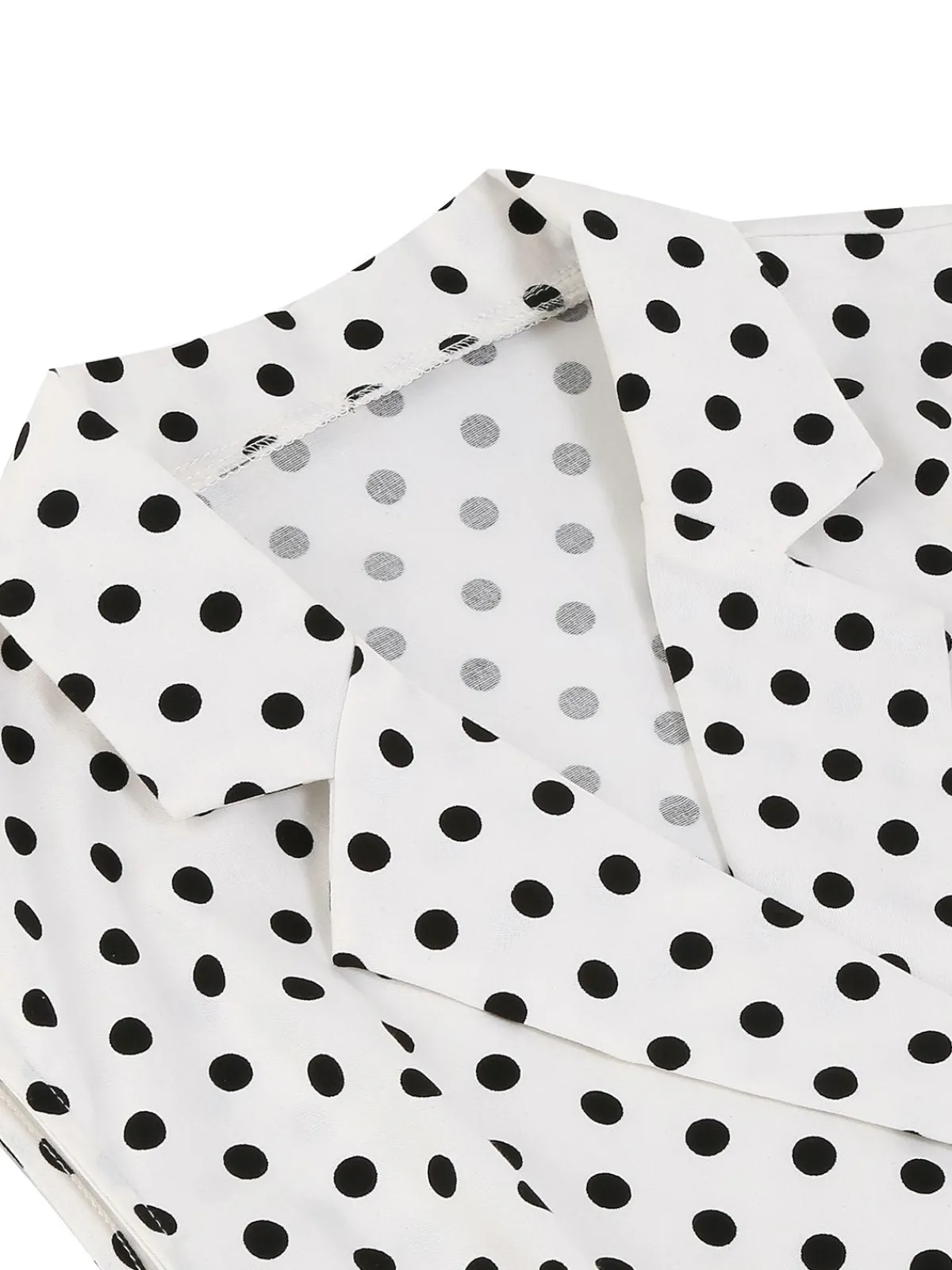 Discount Retro Stage 1950s Polka Dot Lapel Swing Dress White