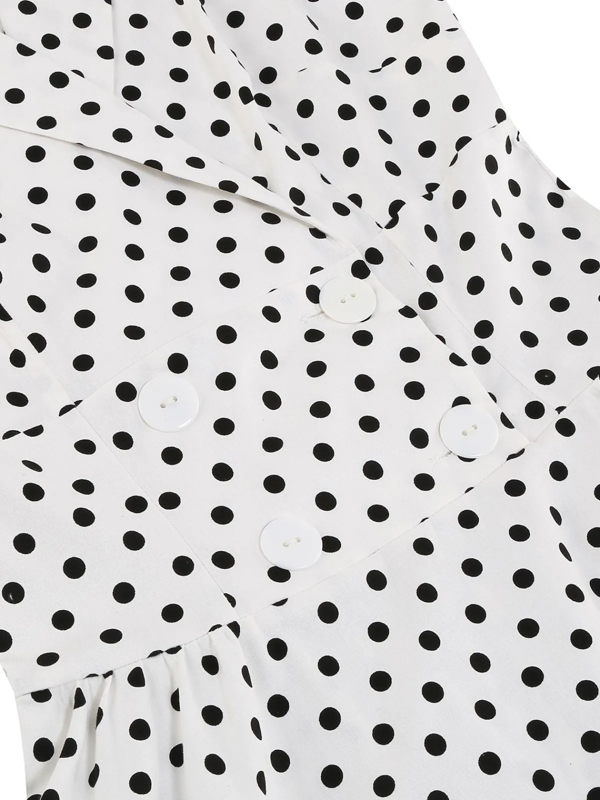 Discount Retro Stage 1950s Polka Dot Lapel Swing Dress White