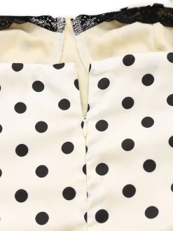 Fashion Retro Stage 1960s Polka Dots Lace Patchwork Bodycon Dress White