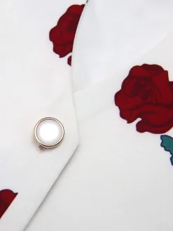 Clearance Retro Stage 1950s Roses Vintage Sleeveless Top White