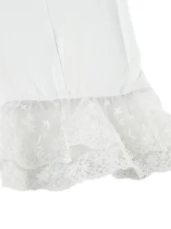 Hot Retro Stage 1950s Ruffled Lace Hem Cropped Pants White