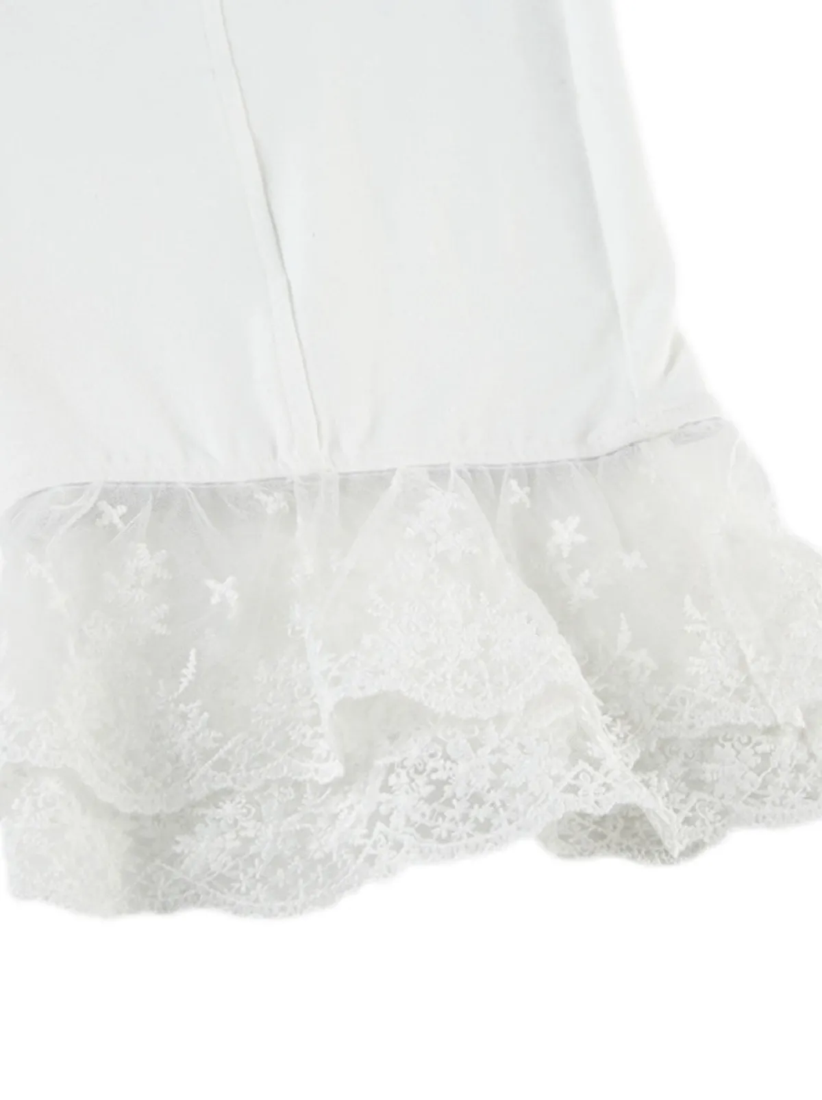 Hot Retro Stage 1950s Ruffled Lace Hem Cropped Pants White