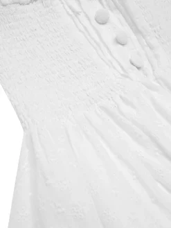 Online Retro Stage 1940s Solid Cotton Embroidered Lace Dress White