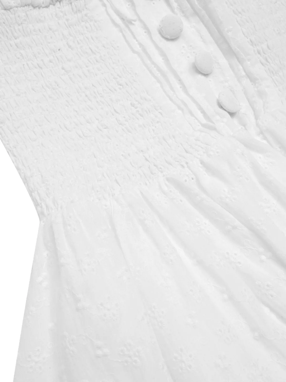 Online Retro Stage 1940s Solid Cotton Embroidered Lace Dress White