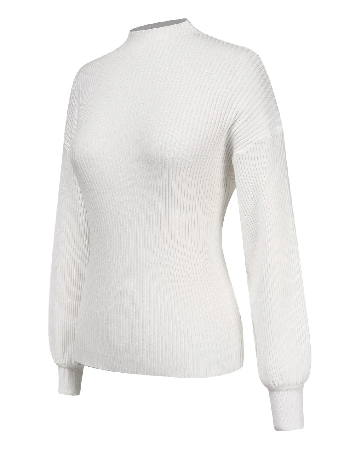 New Retro Stage White 1940s Solid Half Turtleneck Sweater