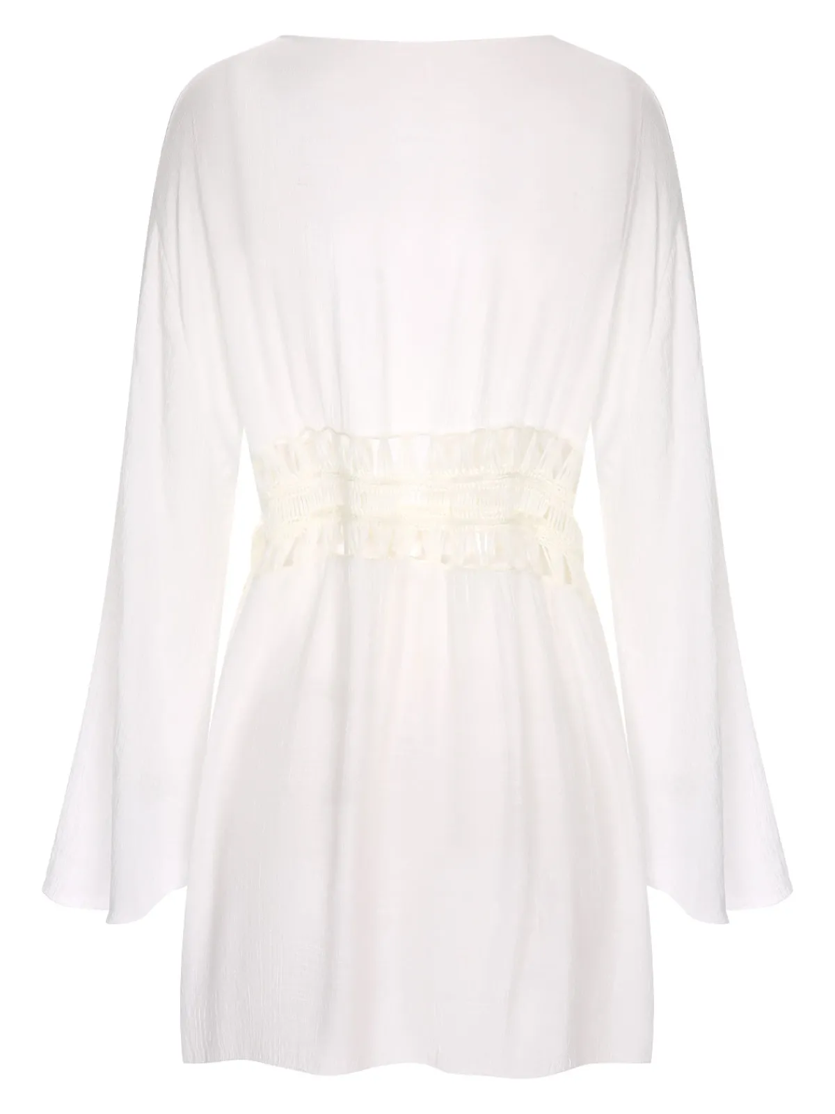 Best Retro Stage White 1960s Solid Hollow Waist Cover Up