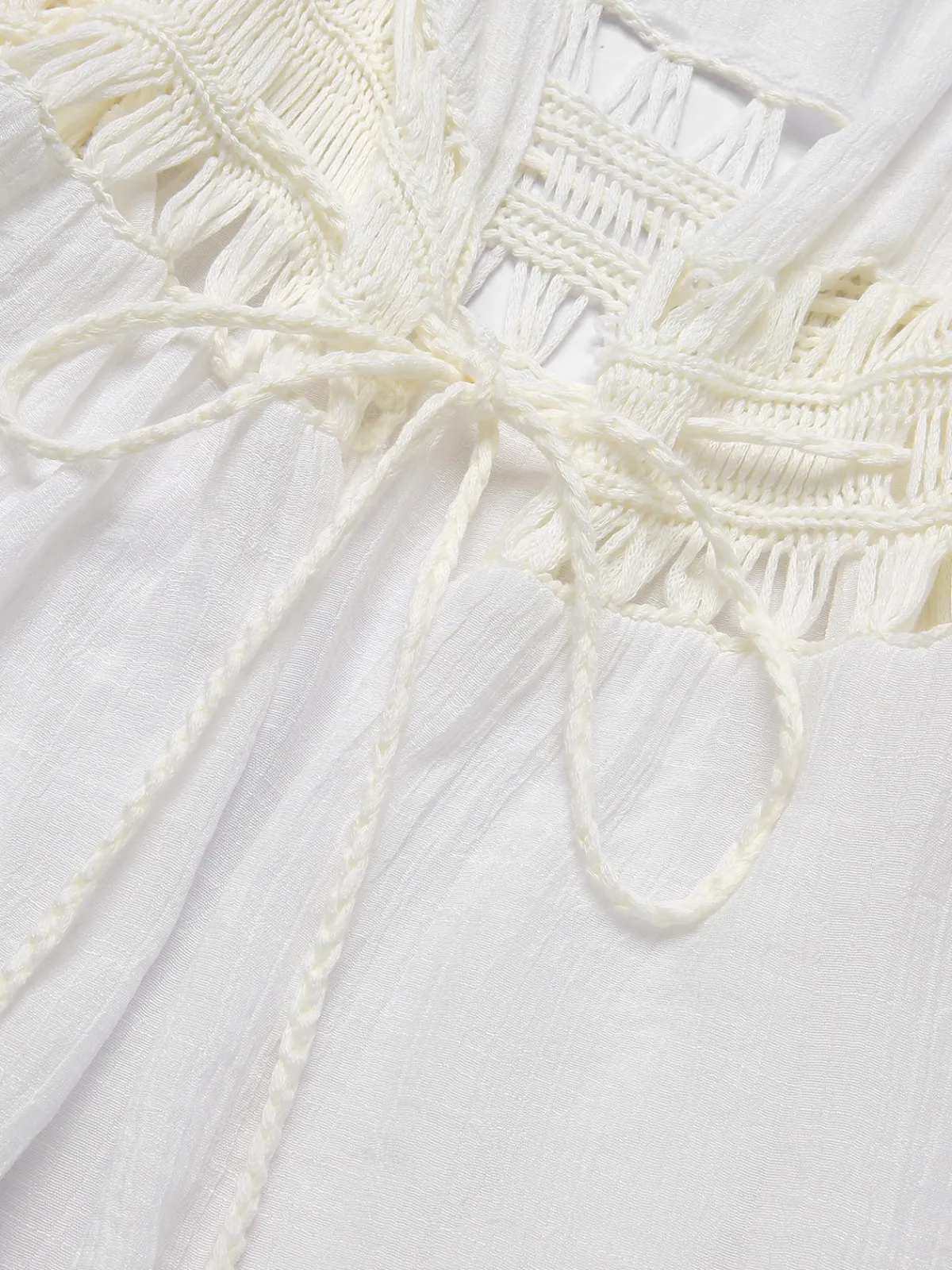 Best Retro Stage White 1960s Solid Hollow Waist Cover Up
