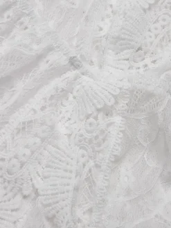 Online Retro Stage 1940s Solid Lace Beach Cover Up White