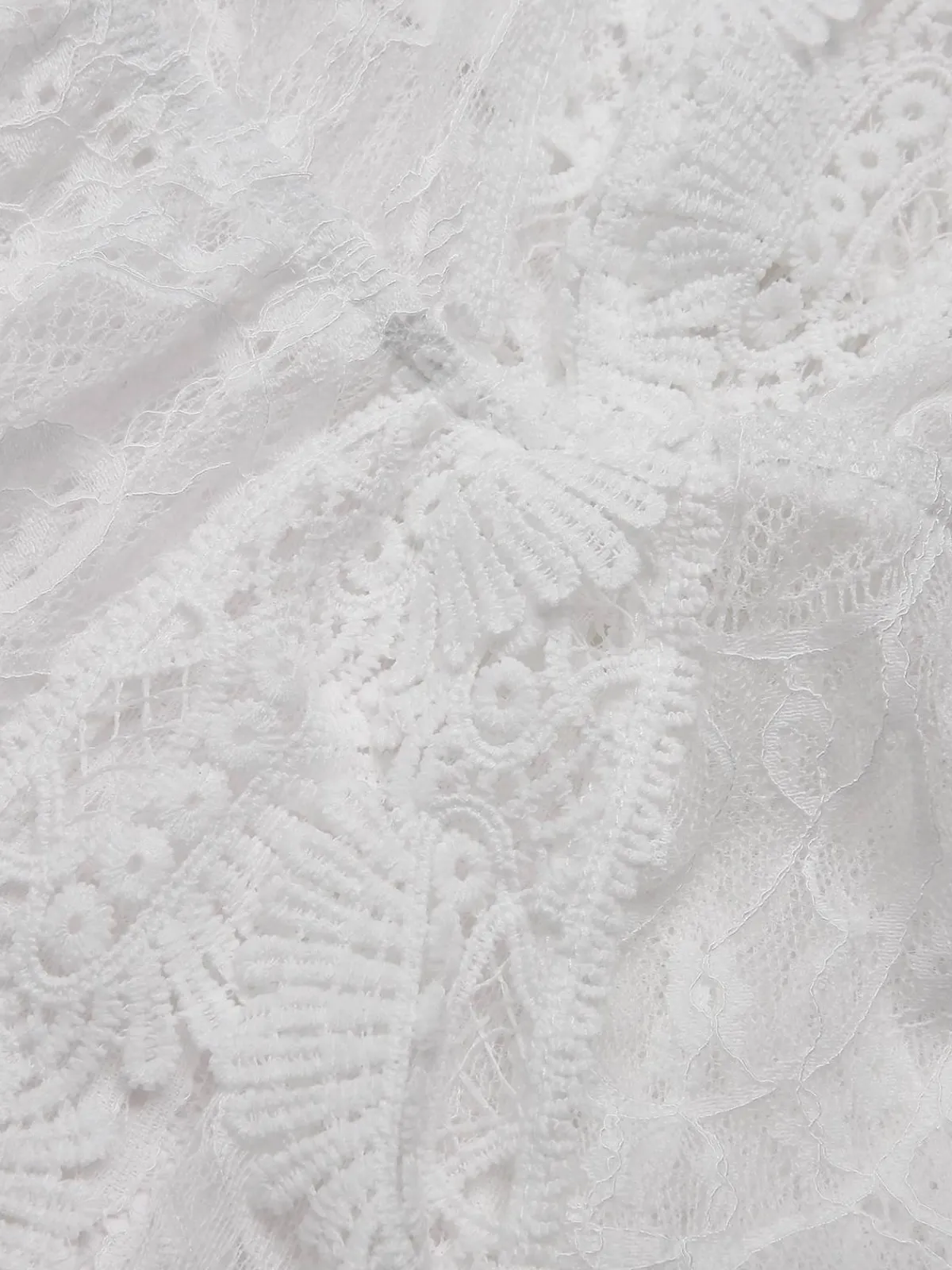 Online Retro Stage 1940s Solid Lace Beach Cover Up White