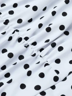 Fashion Retro Stage 1950s Spaghetti Strap Polka Dots Swimsuit White