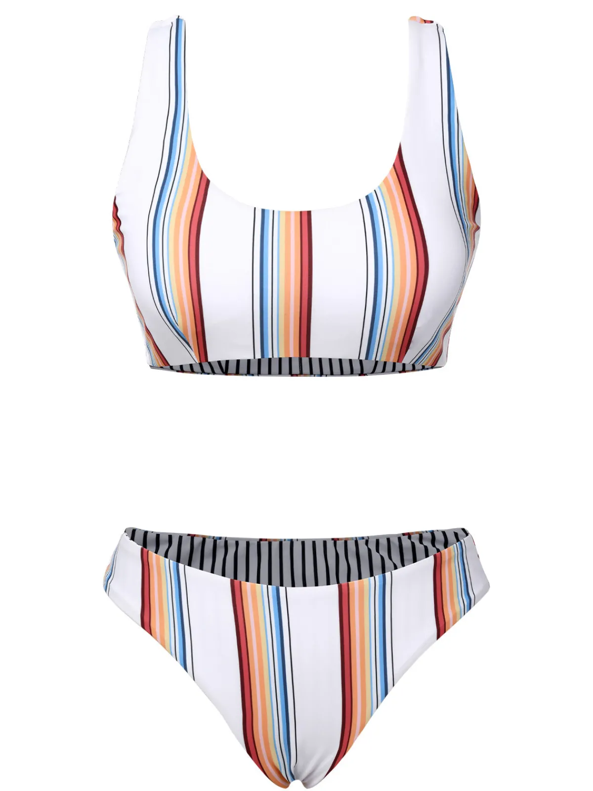 Clearance Retro Stage 1950s Strap Stripes Swimsuit White