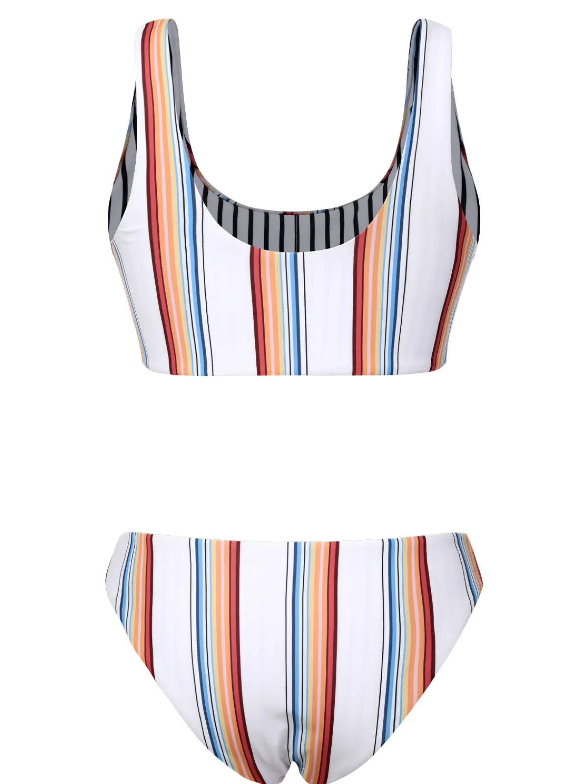 Clearance Retro Stage 1950s Strap Stripes Swimsuit White