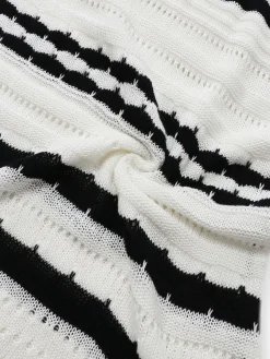New Retro Stage 1970s Striped Knit Bodycon Dress White