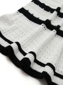 New Retro Stage 1970s Striped Knit Bodycon Dress White