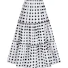 Fashion Retro Stage White 1970s Tiered Hem Polka Dots Skirt