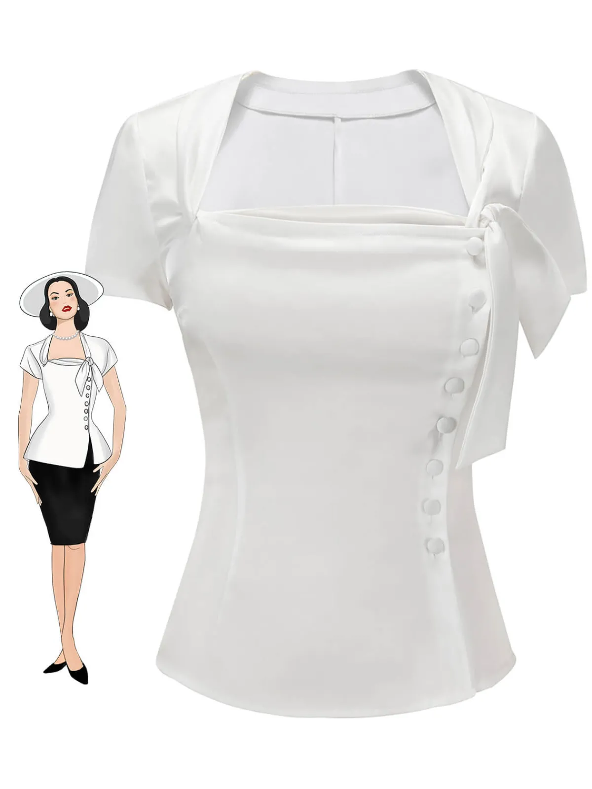 Sale Retro Stage 1950s Button Down Shirt White