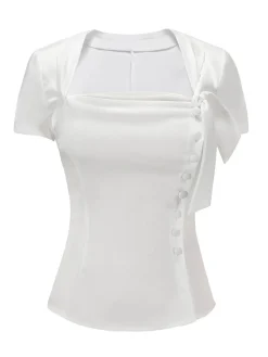 Sale Retro Stage 1950s Button Down Shirt White