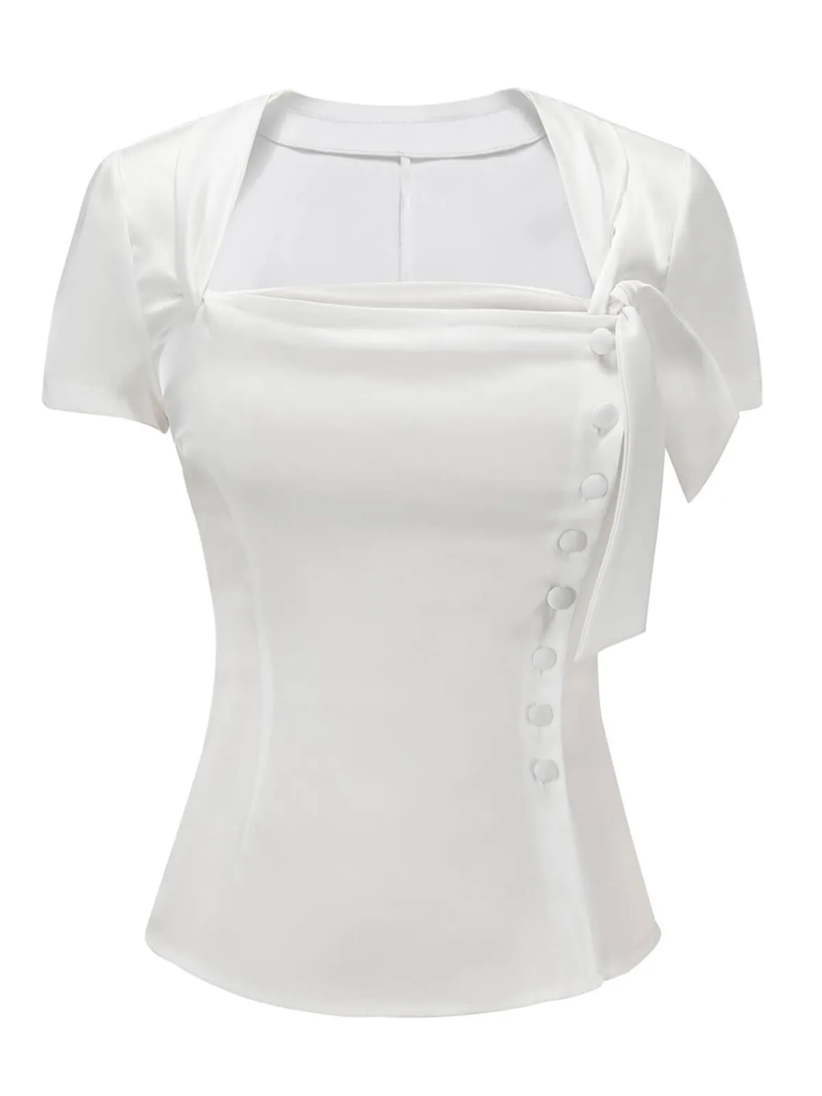 Sale Retro Stage 1950s Button Down Shirt White