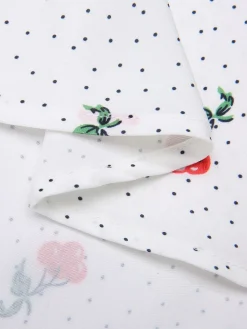 New Retro Stage Satin-faux Cherry Polka Dot Dress White